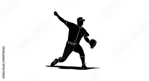 Baseball Player Pitching Silhouette