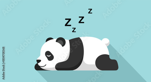 Cute Panda Sleeping Peacefully on a Light Blue Background 1.