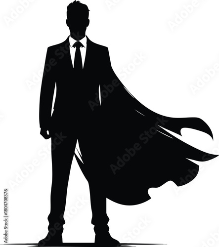 Confident Business Leader Silhouette Team Moving Forward vector illustration isolated on white background