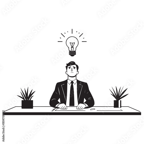 Business Professional Idea Lightbulb Inspiration Icon Line Art