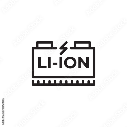 Lithium-ion Cell icon symbolizing advanced energy storage technology. Features a battery component labeled "LI-ION," representing electric vehicle batteries, high-density power, and cell production.