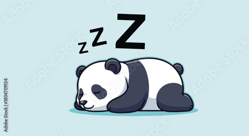 Cute Sleeping Panda Bear Illustration.