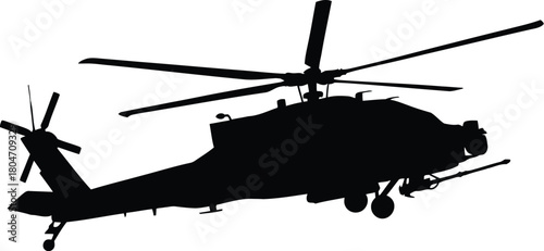 Helicopter silhouette vector in flight
