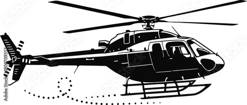Helicopter silhouette vector in flight