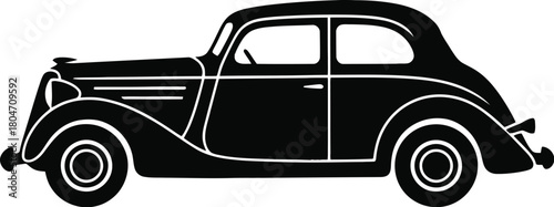 Sedan car silhouette in profile vector art