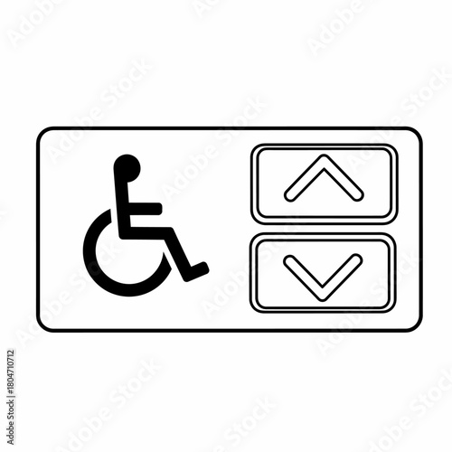 Accessible Elevator Sign with Up and Down Arrows - Clear Icon for Wheelchair Users