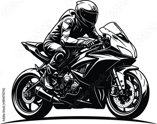 Motorcycle silhouette vector with a dynamic rider pose
