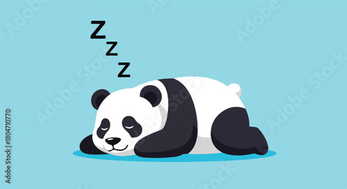 Cute Panda Sleeping Peacefully on a Blue Background 1.
