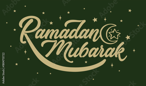 Ramadan Kareem handwritten text calligraphy. Vector illustration. Great for banner designs, greeting cards, invitations, etc.