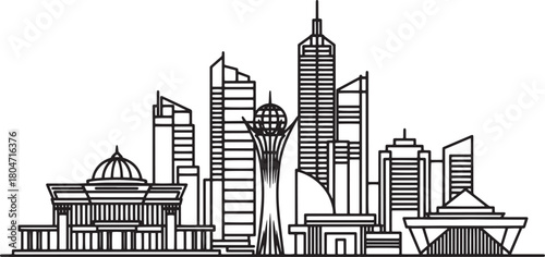 Astana skyline vector illustration in trendy style isolated on transparency background