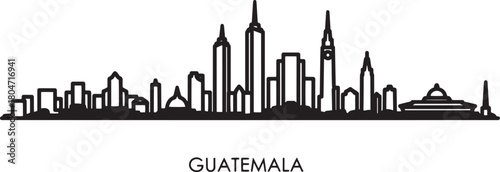 Outline skyline of Guatemala city Guatemala vector illustration city landmark