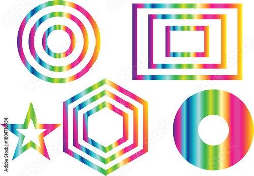 Abstract retro neon graphic pack featuring explosive shapes