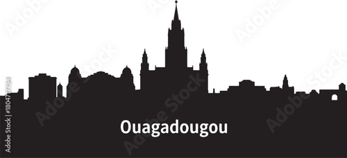Silhouette skyline of Ouagadougou Burkina Faso city vector illustration panorama