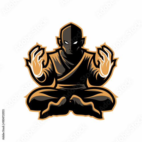 Mascot logo ninja sitting in meditation pose vector illustration