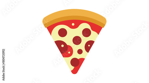 Slice of pizza with pepperoni flat vector illustration for menu design isolated on white background