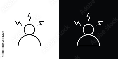 Anxiety or stress icons. Vector black and line icon, EPS10