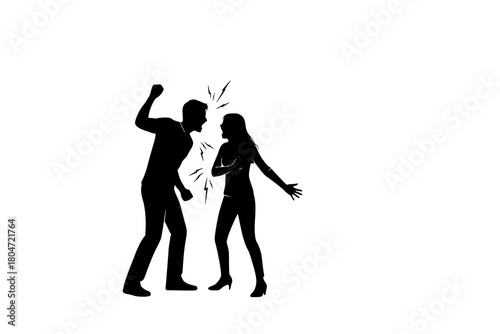 set of Couple quarrelling silhouette vector illustration isolated on white background. Break up concept.

