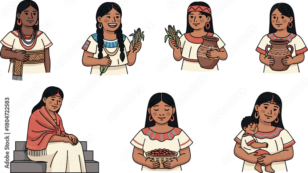 Fototapeta premium Indigenous Women of Central America: Culture and Tradition Elements