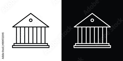 Bank icons. Vector black and line icon, EPS10