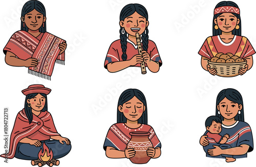 Peruvian Indigenous Women Icons: Culture, Tradition, and Daily Life