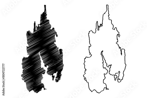 Eckero island (Republic of Finland, Aland Islands) map vector illustration, scribble sketch Eckerö map