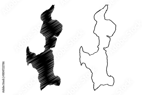Eday island (United Kingdom of Great Britain and Northern Ireland, Scotland, Orkney archipelago) map vector illustration, scribble sketch Isle of Aidee map