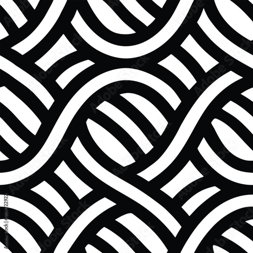 Interwoven rope like outlines forming continuous smooth structure Seamless Pattern Design
