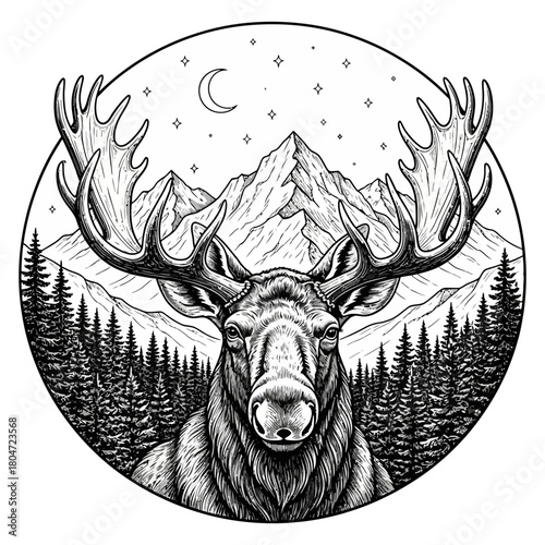 moose hunting logo illsutration vector image t shirt design