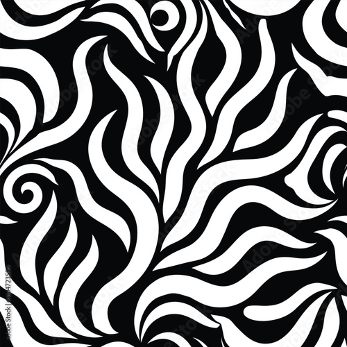 Organic algae inspired strands repeating in natural flowing motion Seamless Pattern Design
