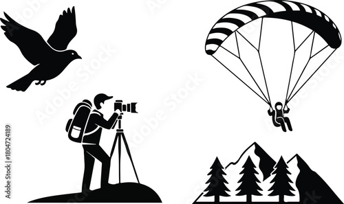 Collection of Outdoor Adventure and Nature Icons.