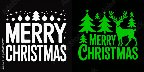 Creative Christmas designs with bright green and white colors