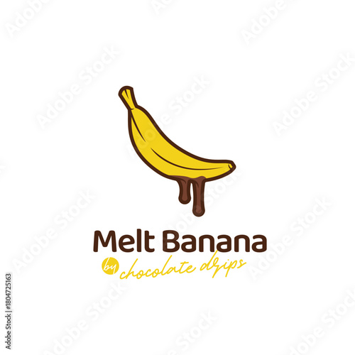 Melt Chocolate Banana dessert food logo template