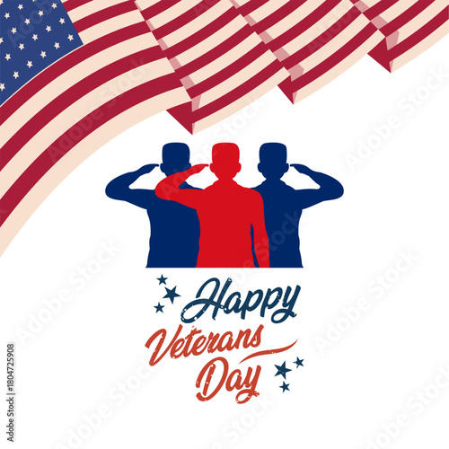 Veterans Day Thank You message on American flag, tribute to military service and patriotism.