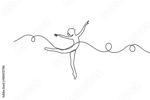 Continuous one line drawing of a ballet dancer in clean minimalist style simple outline vector art
