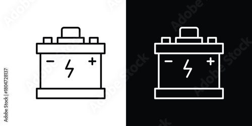 Car battery icons. Vector black and line icon, EPS10