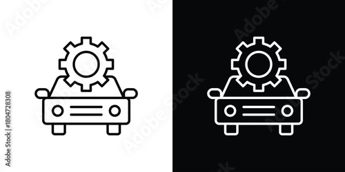 Car mechanic icons. Vector black and line icon, EPS10