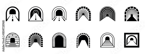 Road and Bridge Tunnel Symbols – Multi-Style Vector Icons
