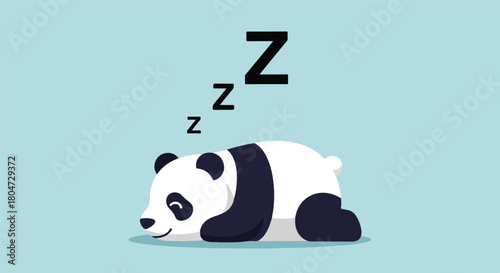 Cute Panda Sleeping Peacefully with Zzz Symbols.