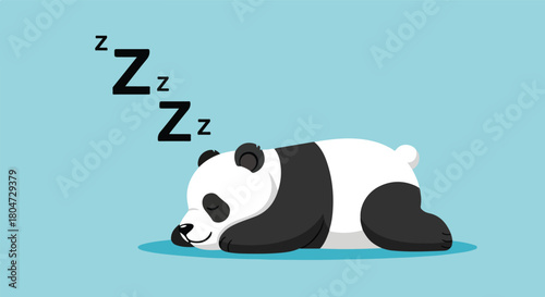 Cute Sleeping Panda Bear Resting Peacefully.