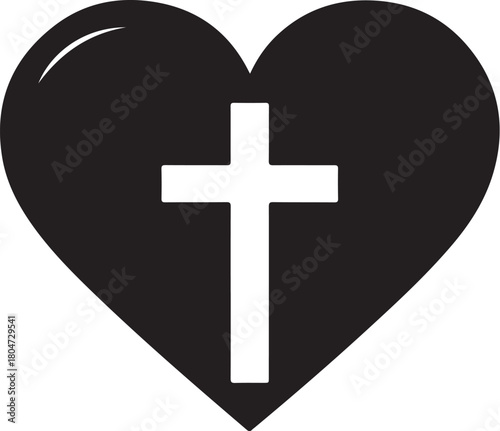 Black heart with white cross silhouette Bundle vector