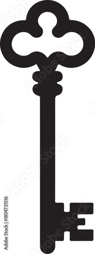 Ornate key silhouette antique vintage