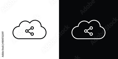 Cloud share icons. Vector black and line icon, EPS10