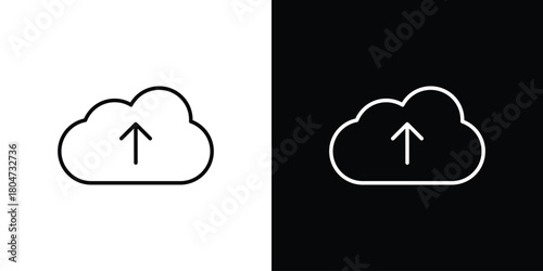 Cloud upload icons. Vector black and line icon, EPS10