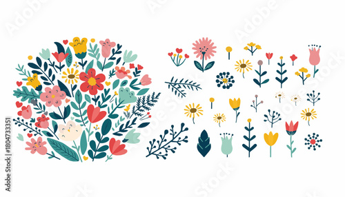 Delightful floral illustrations bring spring joy to your projects. Perfect for invitations, stationery, or adding a natural, colorful touch to your designs.