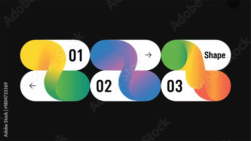 Abstract Gradient Infographic with Numbers 1, 2, and 3, Leading to a Shape Element