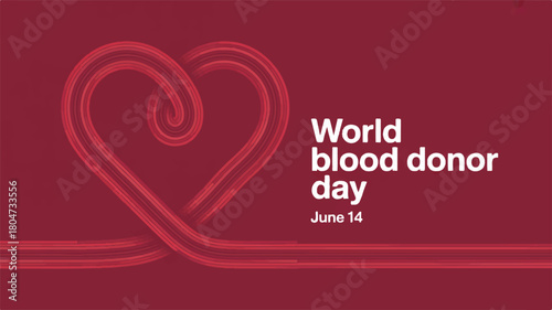 Celebrate World Blood Donor Day on June 14th with this graphic showcasing a symbolic heart made of intertwined red lines, promoting the importance of blood donation