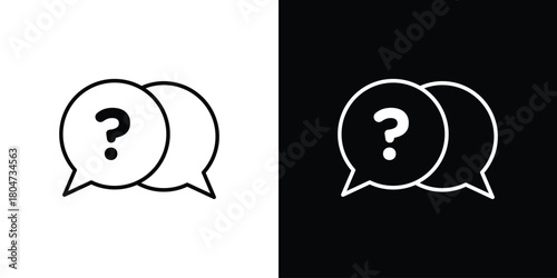 Comment question icons. Vector black and line icon, EPS10