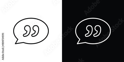 Comment quote icons. Vector black and line icon, EPS10