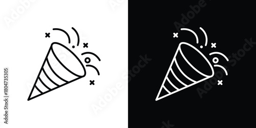 Confetti icons. Vector black and line icon, EPS10