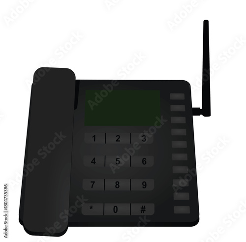 Black corded phone. vector illustration	